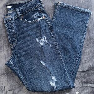 Old Navy Dark Blue Distressed Wide-Leg Jeans